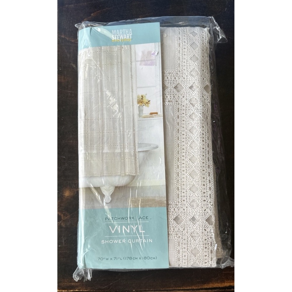 Martha Stewart Patchwork Lace Vinyl Shower Curtain New 2002 70x71